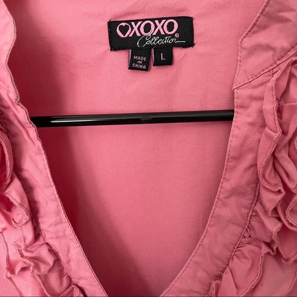 Xoxo collection pink ruffle blouse size large fits more like small or medium - Picture 2 of 7